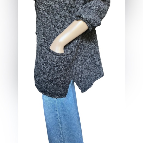 Free People Womens Knit Toggle Sweater Coat with Hood Charcoal Gray Size Medium - Picture 7 of 14